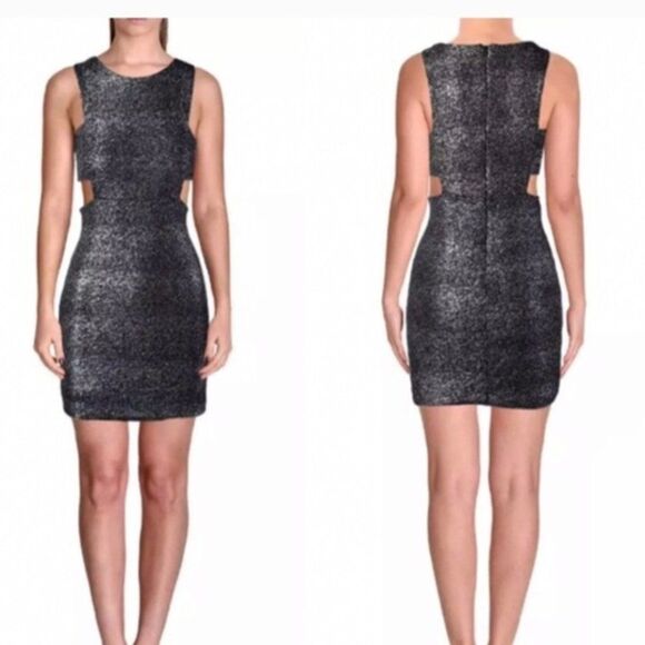Aqua Black Silver Sparkle Cutout Dress Size XS - Picture 1 of 2